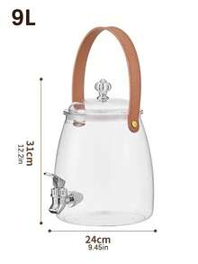 1 Set, Summer Household Cold Water Pitcher, With Faucet, Large Capacity, Refrigerator, Cold Water Pitcher, Fruit Tea Pitcher, Household Water And Beverage Container, Ice Water Cup For Juice. - Transparent - View 5