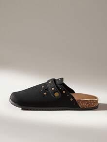 Solecia 男士休闲搭扣设计一脚蹬乐福鞋，适合日常穿着 - 黑色 - 查看 3