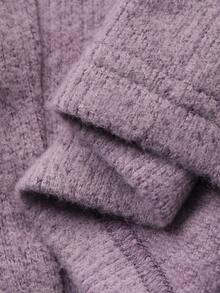 DAZY Minimalist Solid Color Fitted Top And Loose Pajama Pants Women Sleepwear Set - Purple - View 7