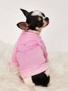 PETSIN Áo nỉ in hình bướm tình yêu màu hồng, ấm áp và thân thiện với da, thích hợp cho mùa thu đông, cho thú cưng. - Hồng - Xem 3