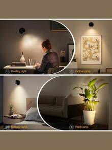 1个无线聚光灯，LED夜灯，3种颜色模式可选，USB供电，可充电壁灯，带遥控器，适用于艺术品和植物展示 - 彩色 - 查看 8