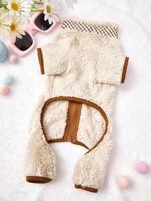 PETSIN Yellow Spring/Summer Simple Casual Home Wear Bear & Mushroom Print Hollow Ruffle Cuff Wearable & Leash Friendly Soft Pet Jumpsuit