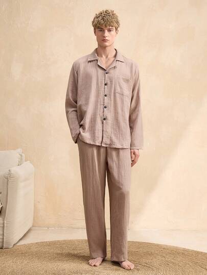 EverLounge 100% Cotton Comfortable Casual Soft Pajamas Loungewear Set, Chic Autumn Quality Comfort Men Sleepwear