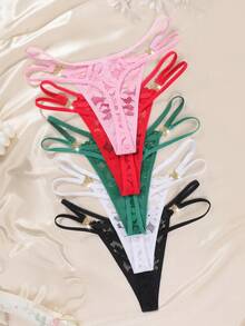 5pcs Romantic & Comfortable Lace Women's G-String Sexy Lingerie Set - Multicolor - View 2