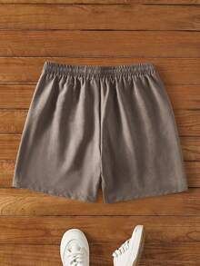 Manfinity VCAY Men's Solid Color Casual Shorts Men Grey Shorts Drawstring Shorts Men Khaki Shorts Men Drawstring Shorts Men Lounge Shorts Men Shorts Casual Brown Beach Shorts Beach Shorts For Men Jogging Shorts For Men Romwe Men Shorts - Multicolor - View 2