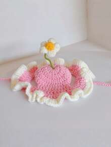 1pc Hand Knitting Design Knitted Pet Hat,Cute Cartoon Cat Cap - Delicate Pet Headgear For Small Dogs And Cats - color - View 5