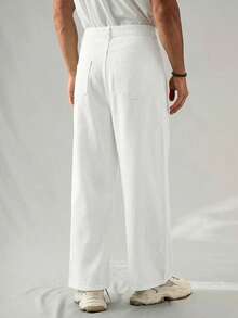 Manfinity Hypemode 男士浅灰色宽松牛仔裤 - 白色 - 查看 2