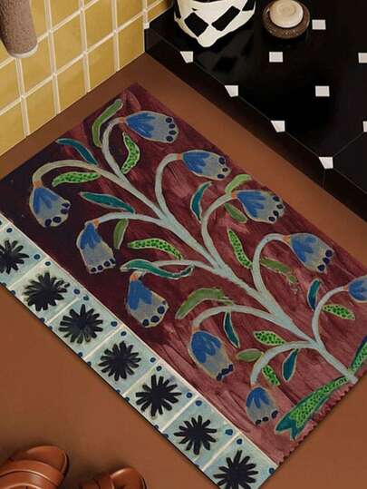 Joivida 1 Piece, Mud-Scraping And Stain-Removing Entrance Door Mat, Kitchen Washable, Bathroom Absorbent Mat, Light Luxury High-End Carpet, Antique Style Bathroom Anti-Slip Cartoon Pattern Dopamine Silicone Roller Door Mat, Household Wear-Resistant And Stain-Resistant Entrance Mat, Mud-Scraping And Cut-Able Entrance Mat, Valentine's Day