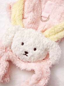 PETSIN 1件可爱黄色小狗印花连体衣，秋冬季保暖加厚宠物服装 - 粉色 - 查看 4