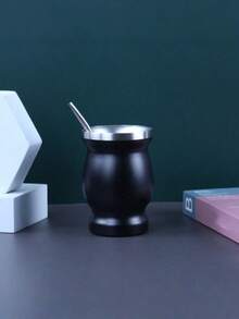 1/2个阿根廷马黛茶18/8不锈钢双层葫芦形马黛茶杯 - 黑色 - 查看 3