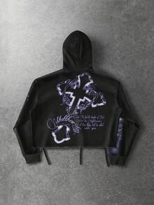 ROMWE Street Life Men's Letter & Portrait Graphic Print Pullover Hoodie - Multicolor - View 2