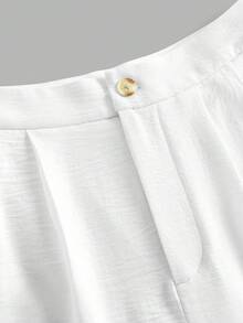 SHEIN Franclia Quần short nữ trơn màu, kiểu dáng thường ngày, có bèo nhún ở gấu, thích hợp cho mùa hè. - trắng - Xem 3