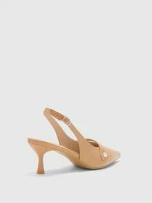 CUCCOO BIZCHIC Tacones altos de mujer con diseño de hebilla y punta afilada, versátiles para uso diario - Albaricoque - Ver 9