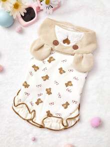 PETSIN New Autumn And Winter Pet Dog Cat Clothes With Plush Home Clothes That Can Tow Khaki Teddy Bears - Multicolor - View 1