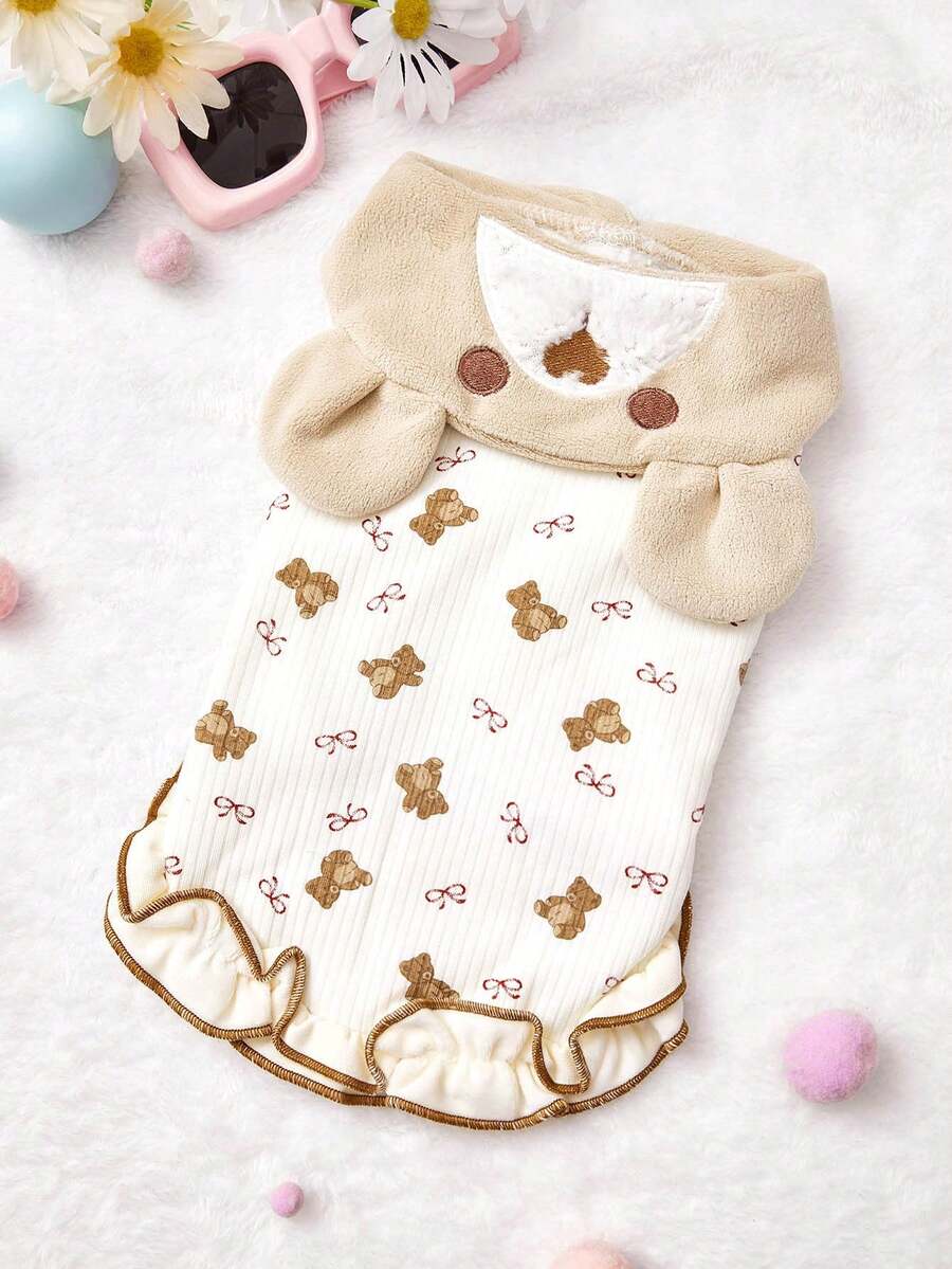 PETSIN New Autumn And Winter Pet Dog Cat Clothes With Plush Home Clothes That Can Tow Khaki Teddy Bears - Multicolor - View 1