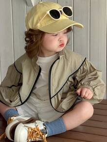 DAZY معطف كاجوال طويل الأكمام مبطن بالحشو للأطفال الرضع والصغار، أحادي اللون - أخضر - مشاهدة 2