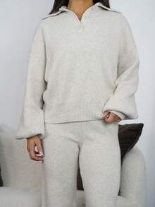 SAYEHFBABY 2 pièces Ensemble pull col et pantalon décontracté pour femmes, automne