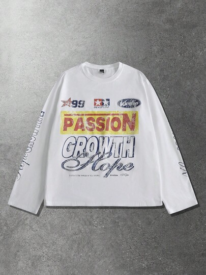 Maglietta casual a maniche corte con stampa minimalista da uomo