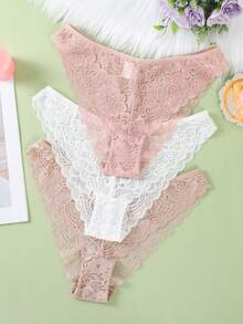 3pcs/Set Romantic Lace Women's Panties, Minimalist Design - Multicolor - View 3