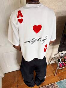 PAVTROS Men's Letter Print Round Neck Casual Loose Fit T-Shirt,Men T-Shirts,Vintage,Personalised ,Vacation,Men's,Party,Y2k,Summer,Festival,New Years,Search. - White - View 5