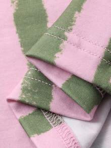 Dazy Plus 时尚弹力腰带抽绳宽松直筒条纹长款睡裤 - 粉色 - 查看 5