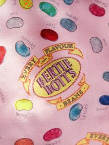 HARRY POTTER X SHEIN Women's Full Print Satin Hair Bonnets, Gift Ideas - Pink - View 7