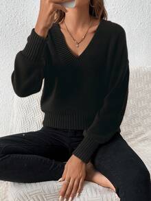 Plus Size Sweaters - Black - View 1