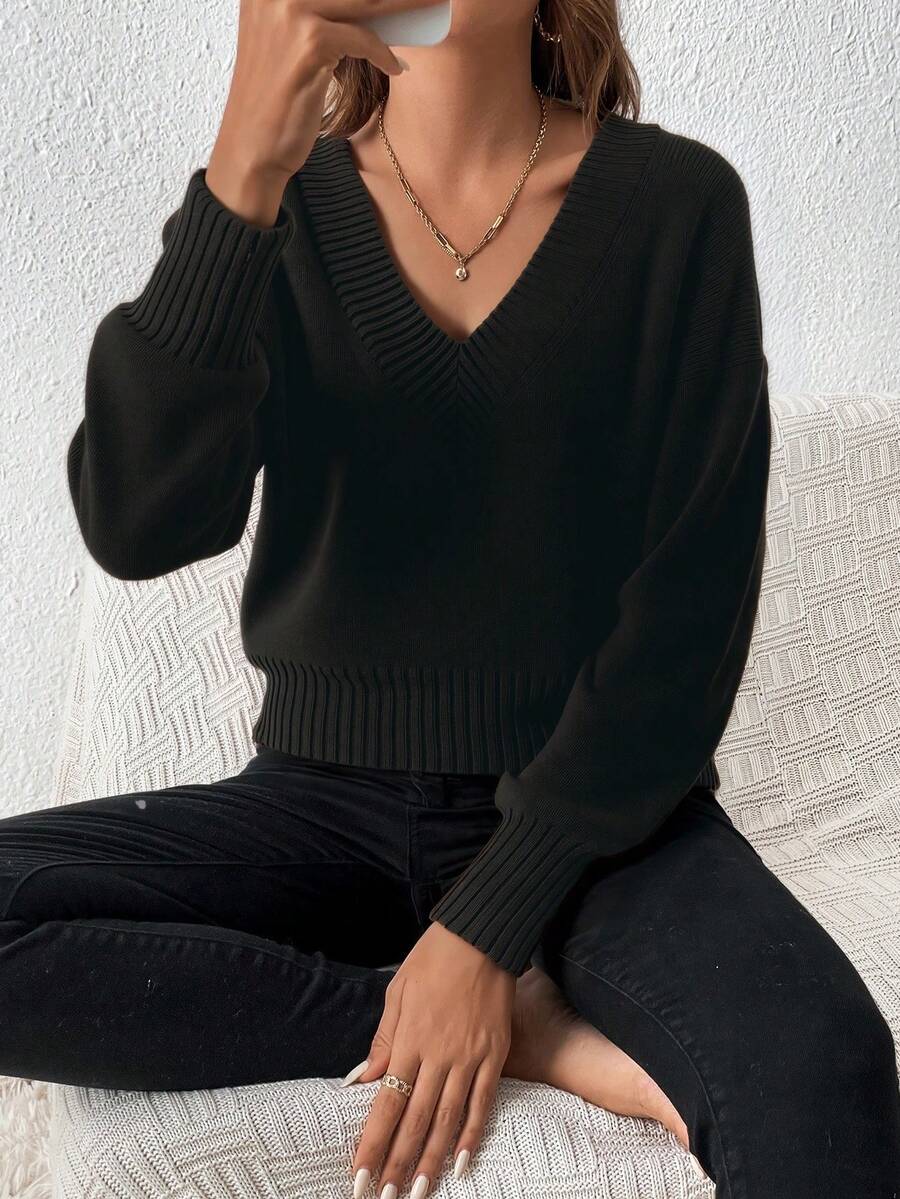 Plus Size Sweaters - Black - View 1