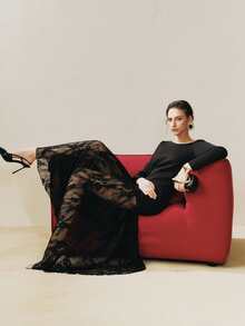 Arave Women's Elegant Lace Patchwork Long Dress, Casual Commuter Mature Style, Spring/Autumn New Year - Black - View 7