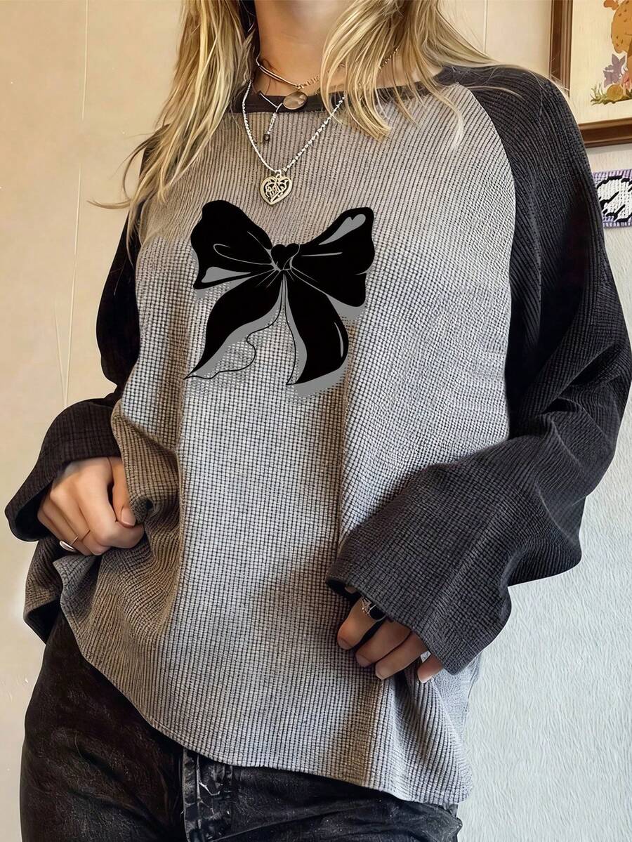 INAWLY 女士休闲插肩袖T恤，蝴蝶印花图案，简约设计，舒适百搭，适合户外活动和购物。 - 彩色 - 查看 1