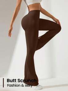 SHEIN Velisys 2pcs Seamless Knit V-Waist Flare Leg Yoga Pants For Women - Multicolor - View 3