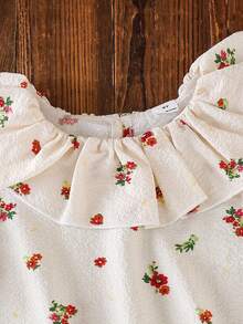 SHEIN Conjunto de Top Regata e Calça com Estampa Floral para Meninas Jovens - Damasco - Visão 5