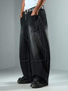 Street Life Jeans casuales de moda para hombres, para uso diario y viajes, con efecto lavado y desgastado. Cinturón no incluido - Negro - Ver 4