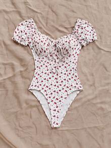 Soleia 大码女式甜心领碎花连体衣 - 彩色 - 查看 3