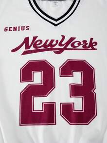 SHEIN ChillGRL 2pcs/Set Teen Girls V-Neck Letter Print Hoodie Sweatshirt And Cargo Pants Casual Outfit