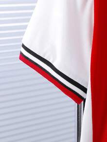 Vacaura 2件套青少年男童休闲撞色Polo衫套装，适合日常通勤、休闲、上学及各种场合。