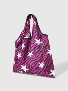 ROMWE Goth Star Print Large Capacity Foldable Shopper Bag, Stars Hollow Women Bag - Multicolor - View 3