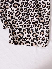 SHEIN 2pcs/Set Casual Versatile Leopard Print Bib Pants & Long White T-Shirt Set For Tween GirlsWith Pocket On Chest And Two Pockets On Pants, Suitable For Autumn/Winter Outings, Travel, Shopping, Walking - Multicolor - View 7