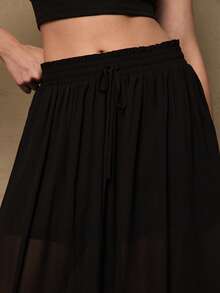 Freevana Quần ống rộng màu trơn, thời trang, đa năng, cỡ lớn - màu đen - Xem 6