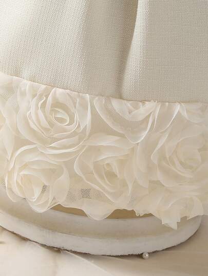 Glamorique Kids Baby Girl Flower Bridesmaid Dress, Wedding, Flower Girl ,Elegant,,,3D Rose, Lace Dress,Dresses For Wedding Guest,Birthday Dress Ivory Baby Dress Beige Dresses For Baby Girls Cream Baby Girl Dress Elegant Baby Flower Dress Baby Girls Champagne Dress