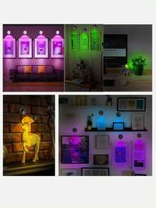 1个无线聚光灯，LED夜灯，3种颜色模式可选，USB供电，可充电壁灯，带遥控器，适用于艺术品和植物展示 - 彩色 - 查看 7