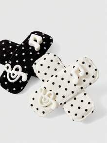 ROMWE Anime 4 Pieces Random Cute Polka Dot Hairpin, Retro Cross Duck Bill Clip, Handmade Music Note Hairclips - black and blue - View 2