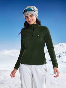 In My Nature 女士休闲立领户外抓绒外套，秋冬季 - 綠色 - 查看 5