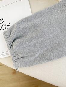 Resyla 女士拼接腰带抽绳松紧腰休闲慢跑裤 - 杏色 - 查看 3