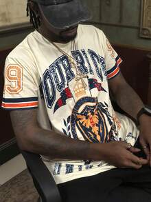 Rovax Y2K Retro American Street Hip Hop High Street Cool Graphic T-Shirt For Men - Khaki - View 5