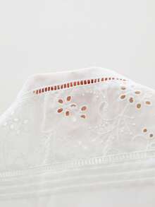 ATUI Studio Áo sơ mi dài tay cài một hàng khuy dành cho nữ, kiểu dáng thường ngày, thêu họa tiết bằng vải lưới. - trắng - Xem 6