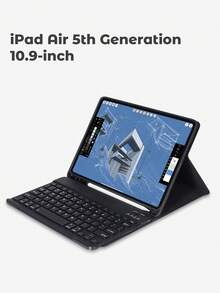 Teckwe Keyboard Case Compatible With Ipad, Wireless Keyboard And Detachable Leather Case With Pen Holder, Supports Automatic Sleep/Wake Lid, Lightweight Stand Cover, Black - Black - View 11