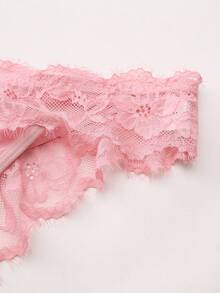 SHEIN Quần lót lọt khe lưới ren gợi cảm cho nữ - Màu Hồng baby - Xem 4