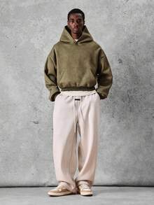 SUMWON Pantalones de chándal con ajuste holgado, cintura con cordón, puños acanalados y bolsillos laterales para comodidad casual en el día a día, lisos - Caqui - Ver 4