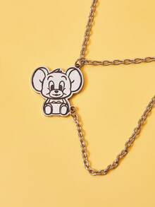 TOM & JERRY X SHEIN 杰瑞黄色卡通项链 - 可爱卡通亚克力吊坠项链，轻巧饰品 - 黃色 - 查看 4